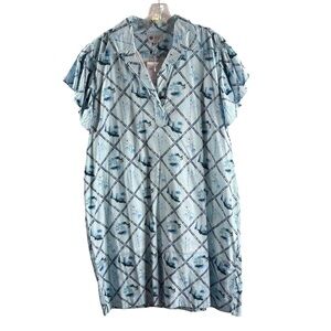 HOLLY SHAE SIZE ONE SIZE BLUE PRINT SHORT SLEEVE DRESS NWT $198